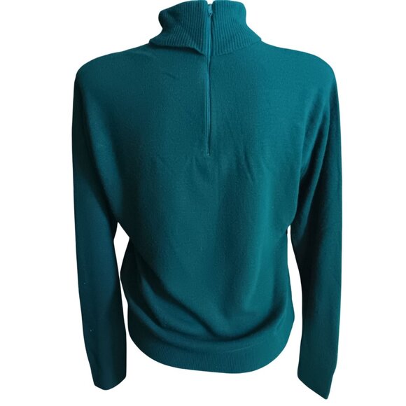 Large Vintage 1970's Turtleneck Sweater Sweetree Zipback Buttery Green Boho - Picture 5 of 6